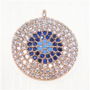 copper Circle pendant paved zircon, rose gold, approx 15mm dia [FDZN2330]