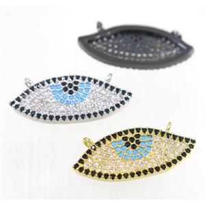 copper Evil eye pendant paved zircon with 2loops, mix color, approx 11x25mm [FDZN2344]