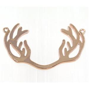 copper antler pendant with 2loops, rose gold, approx 18x28mm [FDZN2429]