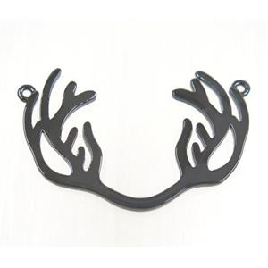 copper antler pendant with 2loops, black plated, approx 18x28mm [FDZN2432]