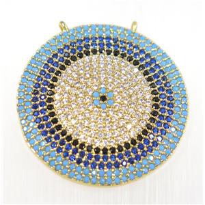 copper Circle pendant paved zircon with 2loops, gold plated, approx 26mm dia [FDZN2451]