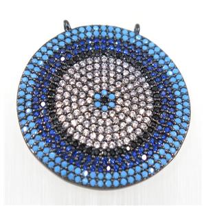 copper Circle pendant paved zircon with 2loops, black plated, approx 26mm dia [FDZN2452]