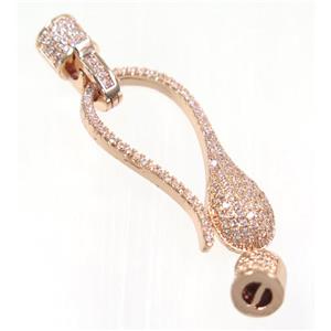 copper clasp paved zircon, rose gold, approx 15-47mm [FDZN2463]
