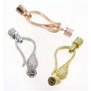 copper clasp paved zircon, mix color, approx 15-47mm [FDZN2466]