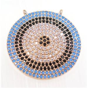 copper Circle pendant paved zircon with 2loops, rose gold, approx 23mm dia [FDZN2467]
