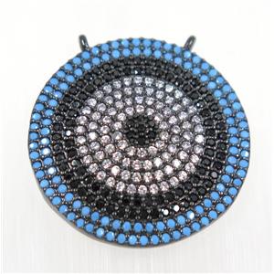 copper Circle pendant paved zircon with 2loops, black plated, approx 23mm dia [FDZN2469]