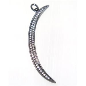 copper Moon pendant paved zircon, black plated, approx 3.5x45mm [FDZN2484]