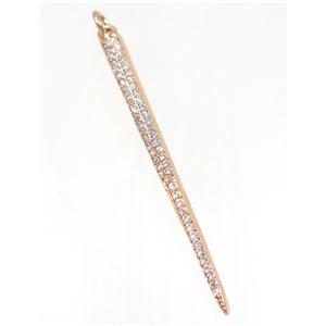 copper spike pendant paved zircon, rose gold, approx 5-50mm [FDZN2499]