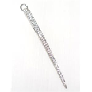 copper spike pendant paved zircon, platinum plated, approx 5-50mm [FDZN2500]
