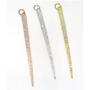 copper spike pendant paved zircon, mix color, approx 5-50mm [FDZN2502]