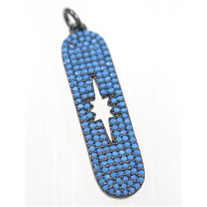 copper NorthStar pendant paved zircon, black plated, turq, approx 8x31mm [FDZN2515]
