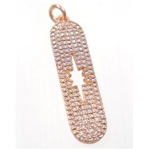 copper NorthStar pendant paved zircon, rose gold, approx 8x31mm [FDZN2517]