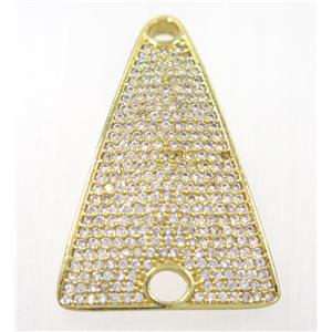 copper Tirangle pendant paved zircon, gold plated, approx 20-30mm [FDZN2523]