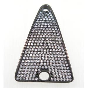 copper Tirangle pendant paved zircon, black plated, approx 20-30mm [FDZN2524]