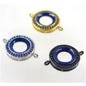 copper donut connector paved zircon, mix color, approx 14mm dia [FDZN2529]