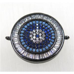 copper circle connector paved zircon, black plated, approx 20mm dia [FDZN2531]