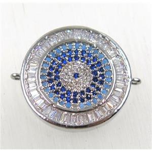 copper circle connector paved zircon, platinum plated, approx 20mm dia [FDZN2532]