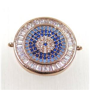 copper circle connector paved zircon, rose gold, approx 20mm dia [FDZN2533]