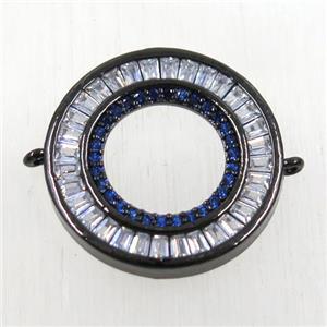 copper donut connector paved zircon, black plated, approx 20mm dia [FDZN2537]