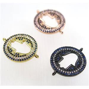 copper hamsahand connector paved zircon, mix color, approx 20mm dia [FDZN2547]