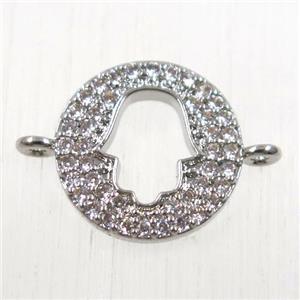 copper hamsahand connector paved zircon, platinum plated, approx 11mm dia [FDZN2552]