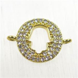 copper hamsahand connector paved zircon, gold plated, approx 11mm dia [FDZN2553]