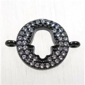 copper hamsahand connector paved zircon, black plated, approx 11mm dia [FDZN2555]