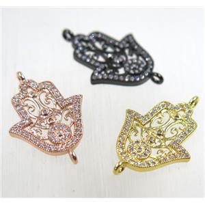 copper hamsahand connector paved zircon, mix color, approx 16-20mm [FDZN2597]