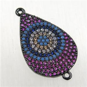 copper connector paved zircon, teardrop, black plated, approx 16-24mm [FDZN2603]