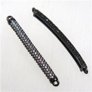 copper stick connector paved zircon, black plated, approx 3.5x35mm [FDZN2618]