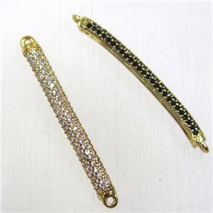 copper stick connector paved zircon, gold plated, approx 3.5x35mm [FDZN2619]