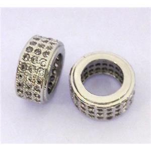 zircon, copper bead, platinum plated, approx 10mm dia, 6mm hole [FDZN262]