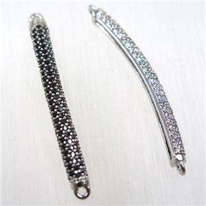 copper stick connector paved zircon, platinum plated, approx 3.5x35mm [FDZN2625]