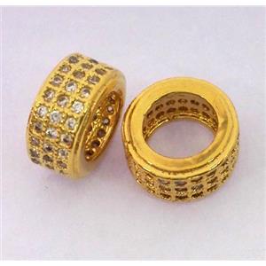 zircon, copper bead, gold plated, approx 10mm dia, 6mm hole [FDZN263]
