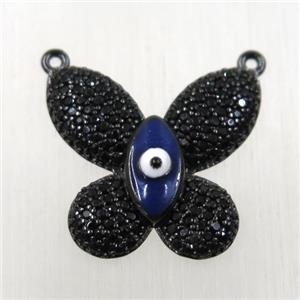 copper butterfly pendant paved zircon with 2loops, black plated, approx 20x20mm [FDZN2644]