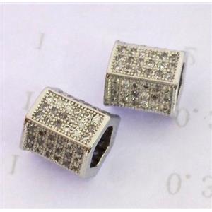zircon, copper bead, platinum plated, approx 8mm dia, 5mm hole [FDZN265]