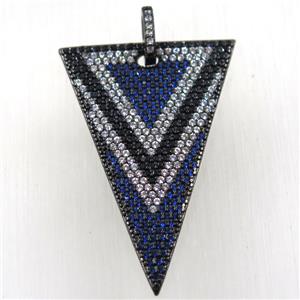 copper triangle pendant paved zircon, black plated, approx 25-35mm [FDZN2653]