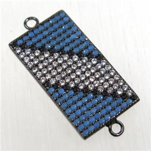 copper rectangle connector paved zircon, black plated, approx 12-20mm [FDZN2666]
