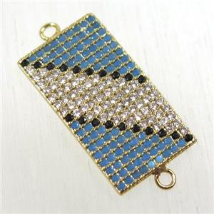 copper rectangle connector paved zircon, gold plated, approx 12-20mm [FDZN2667]