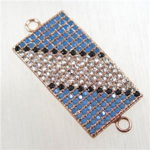 copper rectangle connector paved zircon, rose gold, approx 12-20mm [FDZN2668]