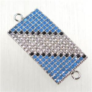 copper rectangle connector paved zircon, platinum plated, approx 12-20mm [FDZN2669]