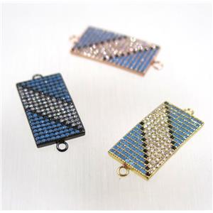 copper rectangle connector paved zircon, mix color, approx 12-20mm [FDZN2670]