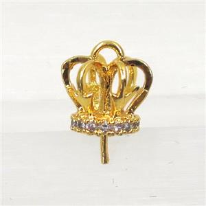 copper crown bail paved zircon, gold plated, approx 9mm dia [FDZN2671]