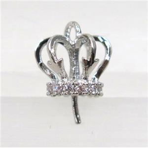 copper crown bail paved zircon, platinum plated, approx 9mm dia [FDZN2672]
