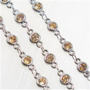champagne zircon, copper chain, platinum plated, approx 4mm dia [FDZN2674]