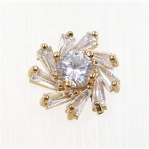 copper beads pave zircon, rose gold, approx 12mm dia [FDZN2678]
