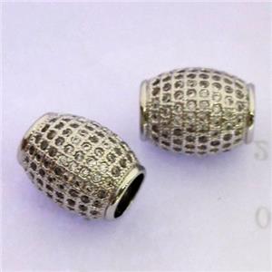 zircon, copper bead, platinum plated, approx 10x13mm, 5mm hole [FDZN268]