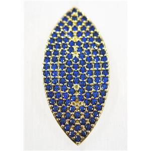 copper charm pave blue zircon, gold plated, approx 17x38mm [FDZN2680]