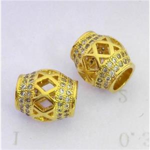 zircon, copper bead, gold plated, approx 9x10mm, 4.5mm hole [FDZN269]