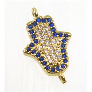 copper hamsahand connector pave zircon, gold plated, approx 11x13mm [FDZN2696]